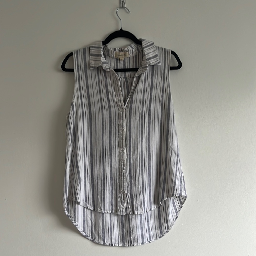 Cloth and stone collard striped tank